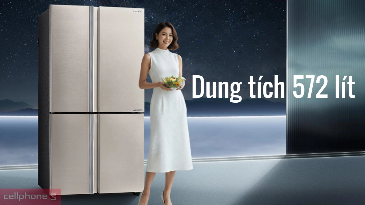 Dung tích tủ lạnh Sharp Inverter Multidoor 572 lít SJ-FX650V-SL