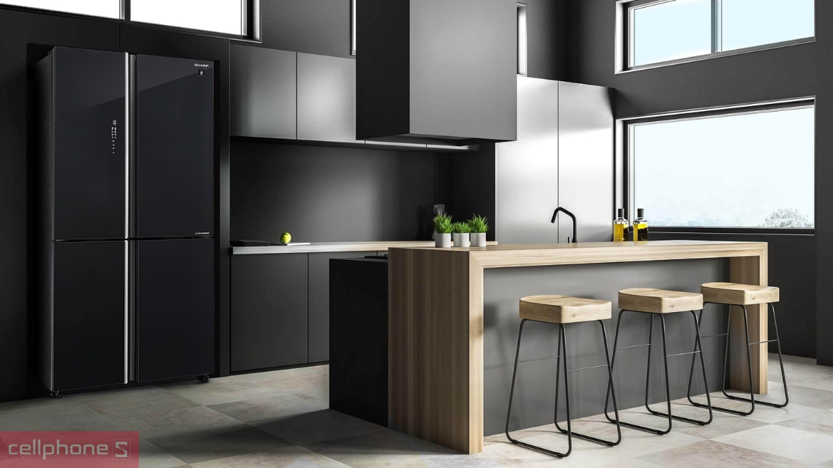 Thiết kế tủ lạnh Sharp Inverter Multidoor 572 lít SJ-FXP640VG-BK