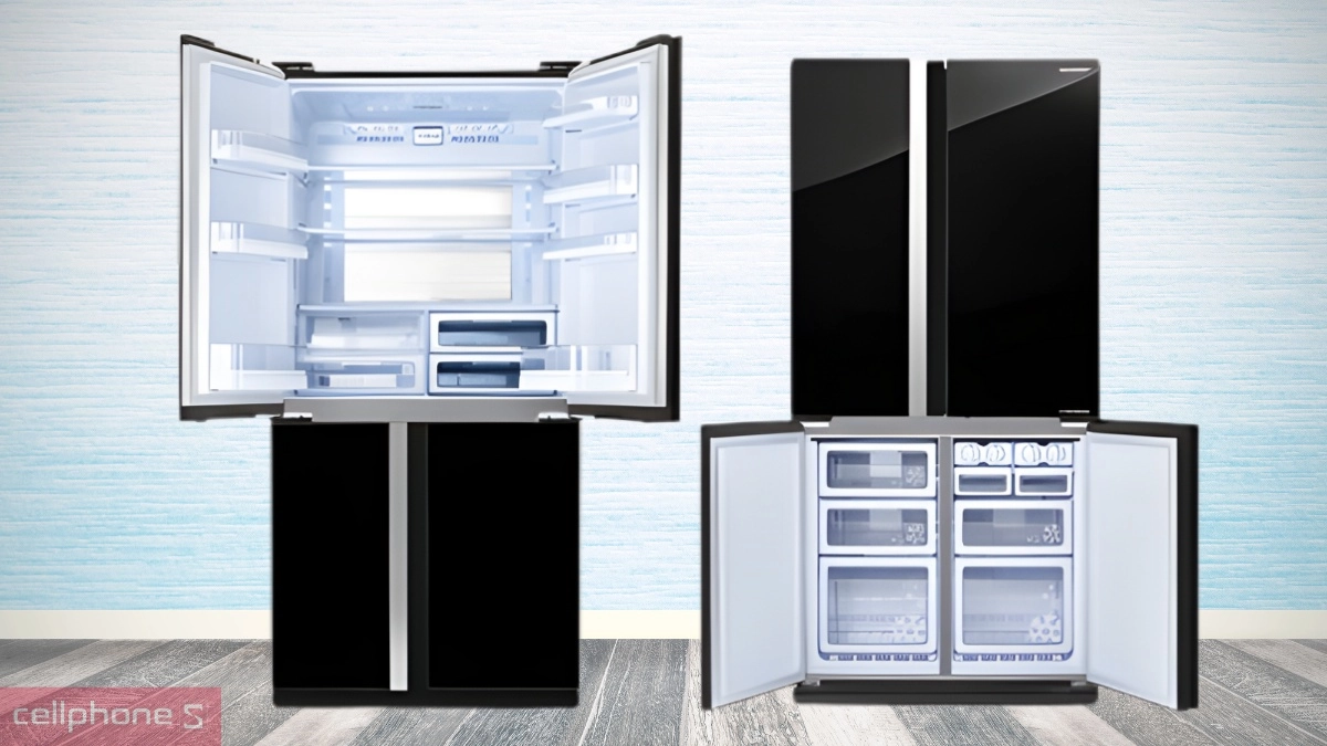 Dung tích tủ lạnh Sharp Inverter Multidoor 605 lít SJ-FX688VG-BK