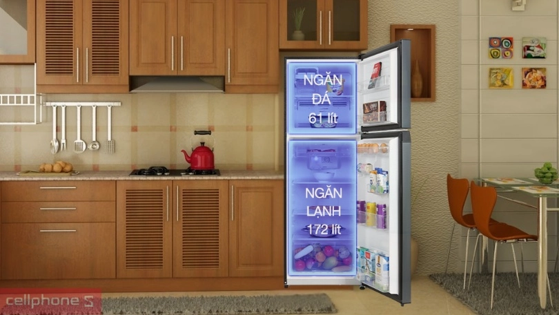 Dung tích chứa, kích thước của tủ lạnh Toshiba GR-RT303WE-PMV(52) 233 lít