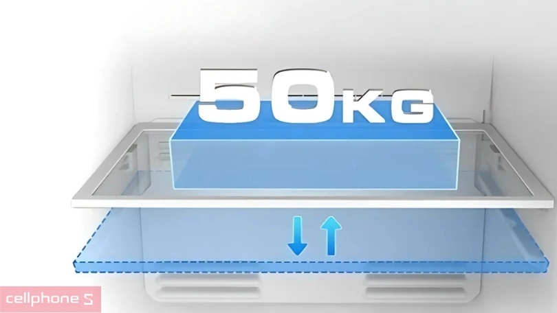 Thiết kế ngăn đá và khay kính chịu lực của tủ lạnh Toshiba GR-RT303WE-PMV(52) 233 lít