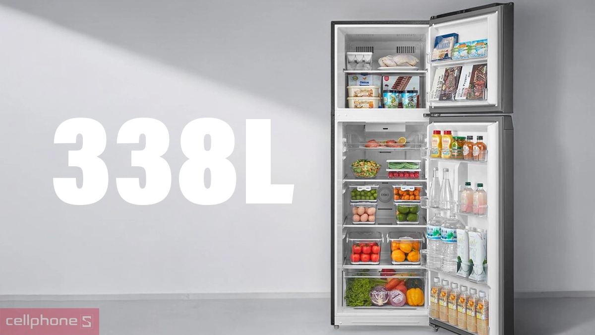 Dung tích tủ lạnh Toshiba Inverter 338 lít (GR-RT468WE-PMV(58)-MM)