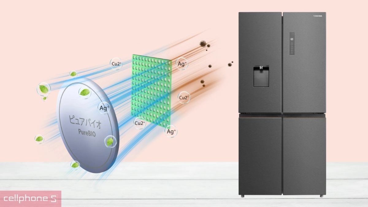 Công nghệ khử khuẩn tủ lạnh Toshiba Inverter 471 lít Multi Door GR-RF606WI-PMV(60)-AG