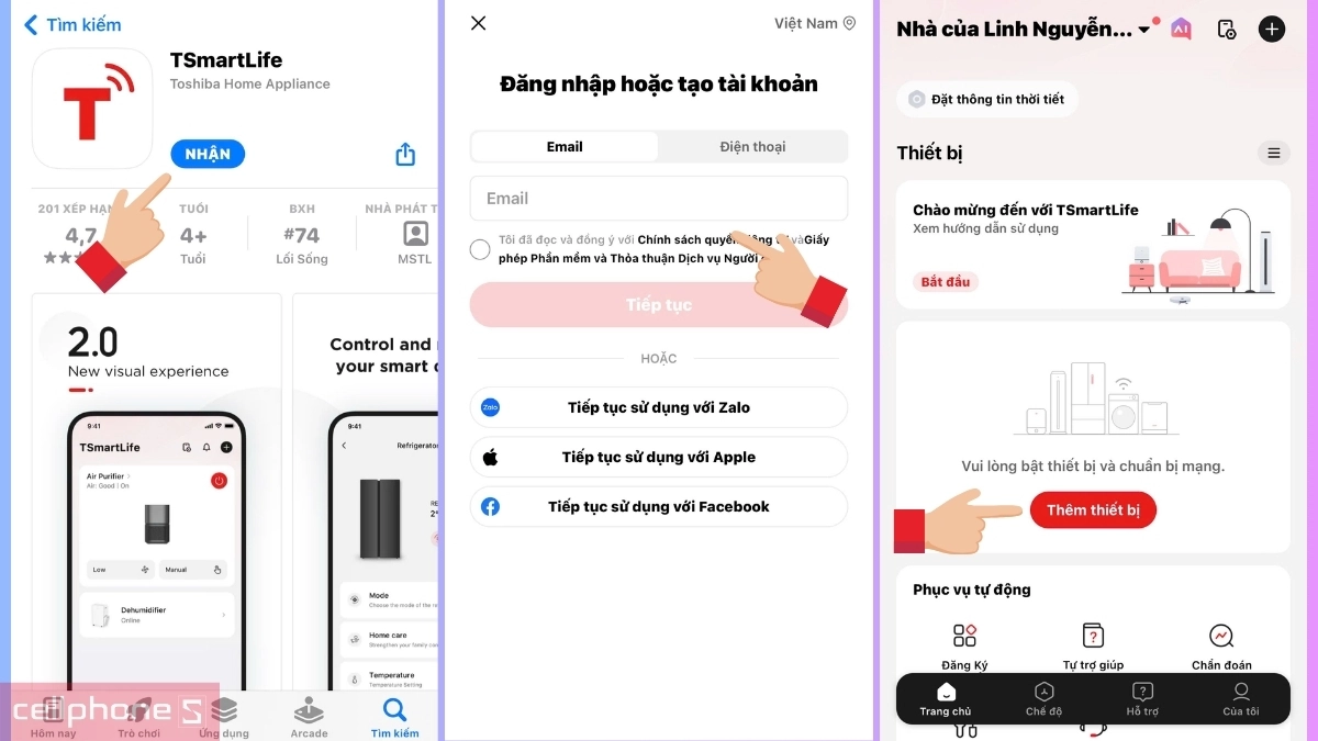Hướng dẫn tải app tủ lạnh Toshiba Inverter 471 lít Multi Door GR-RF606WI-PMV(60)-AG