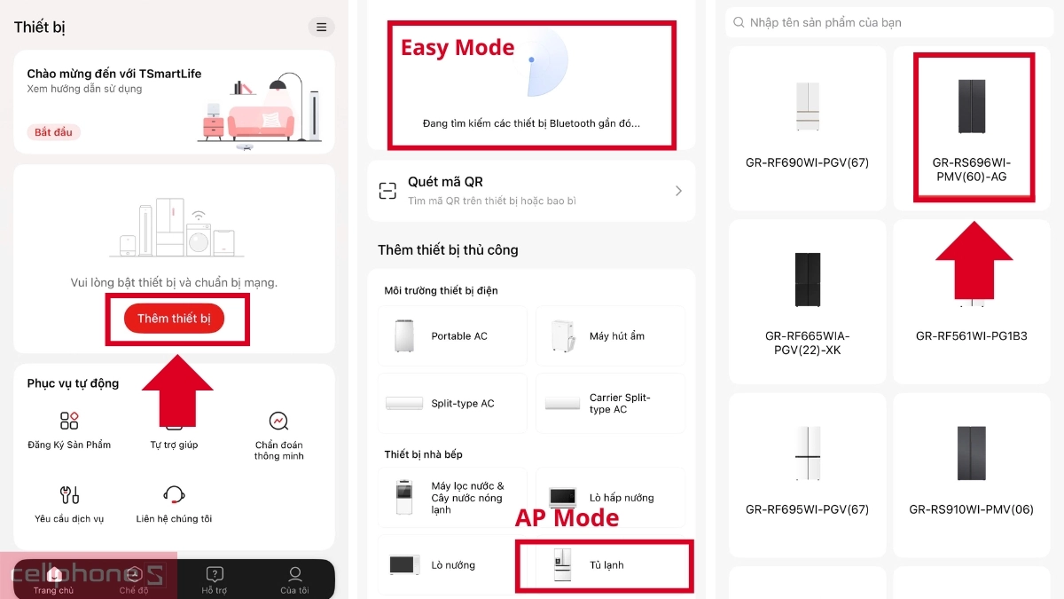 Kết nối tủ lạnh qua Easy Mode, AP Mode và QR Code