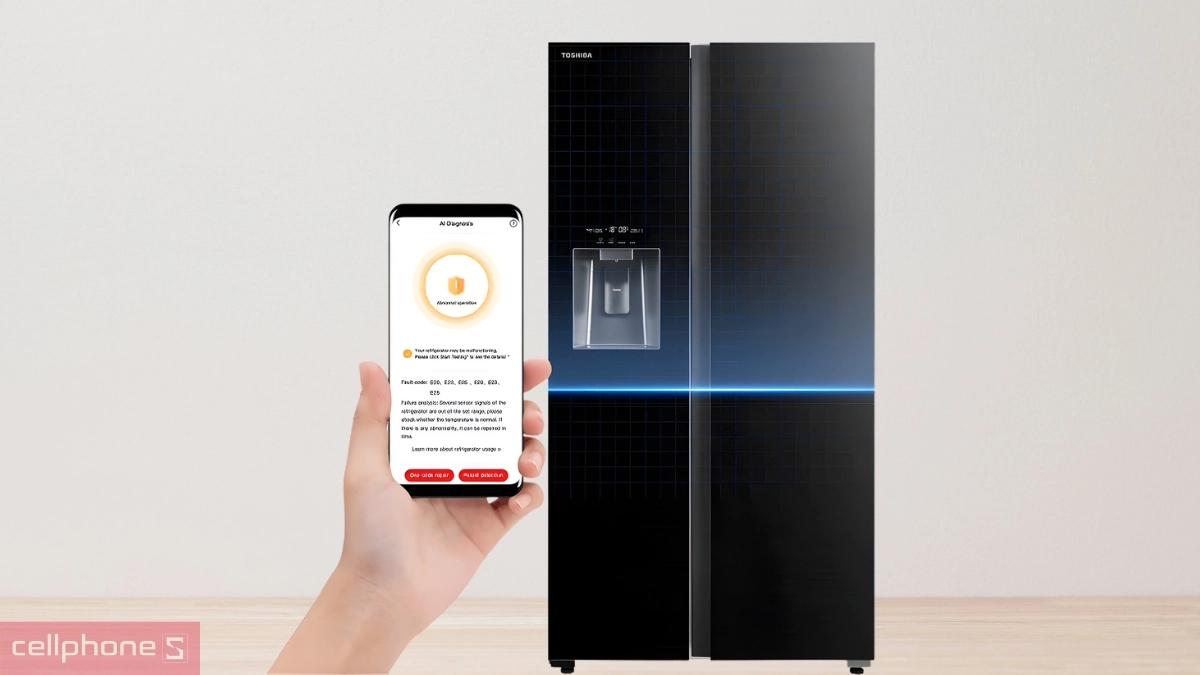 Chuẩn đoán với AI tủ lạnh Toshiba Inverter 568 lít side by side GR-RS755WIA-PGV(22)-XK