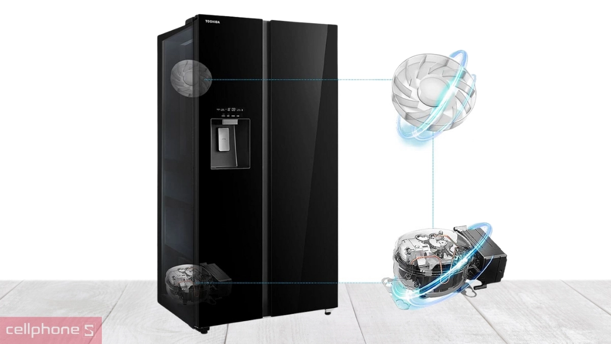 Origin Inverter tủ lạnh Toshiba Inverter 568 lít side by side GR-RS755WIA-PGV(22)-XK