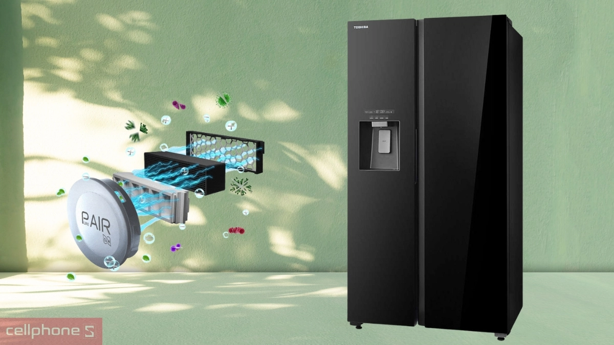 Hệ thống lọc tủ lạnh Toshiba Inverter 568 lít side by side GR-RS755WIA-PGV(22)-XK