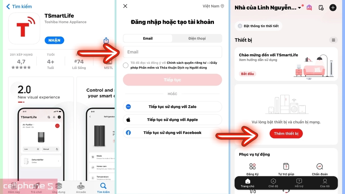 Hướng dẫn kết nối app tủ lạnh Toshiba Inverter 568 lít side by side GR-RS755WIA-PGV(22)-XK