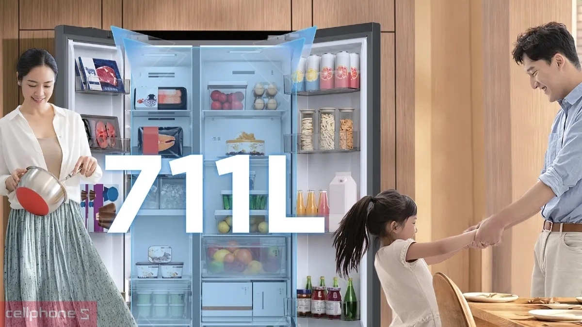 Dung tích tủ lạnh Toshiba Inverter 711 lít Side By Side GR-RS905WIA-PGV (22)-XK