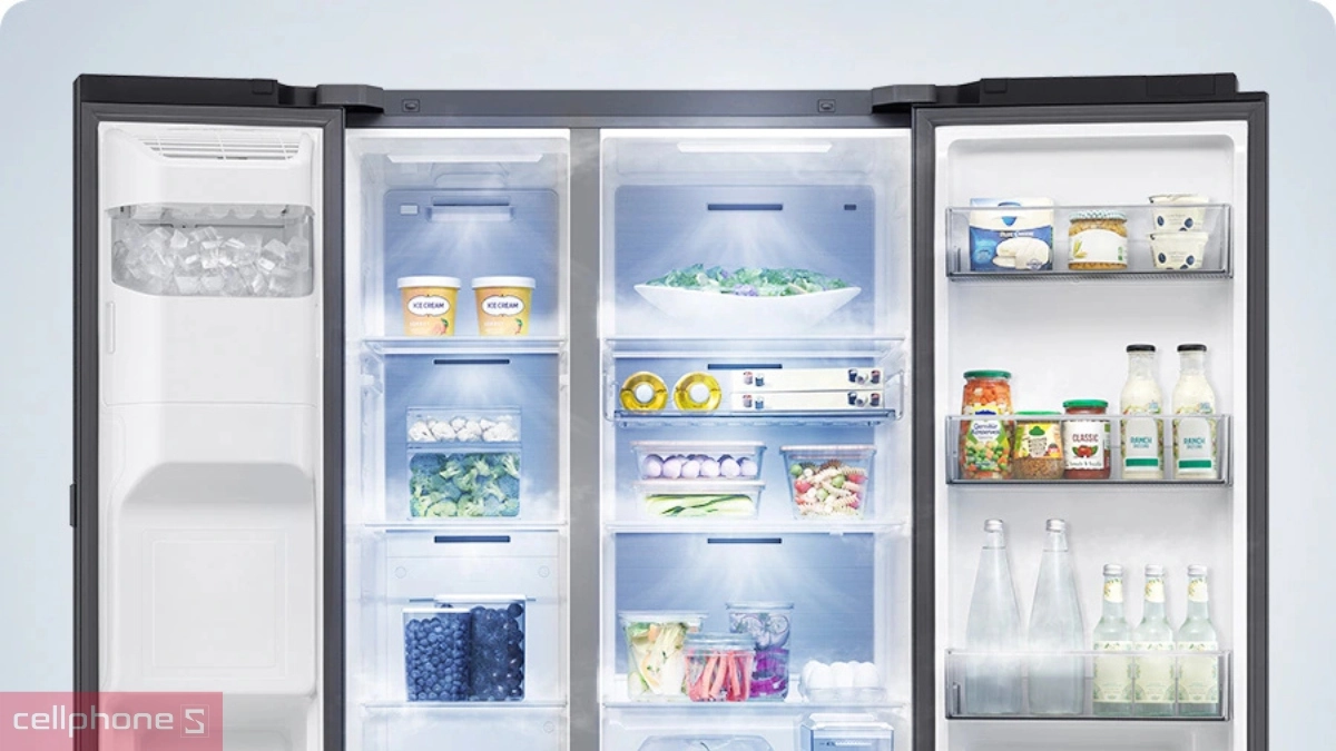 Dung tích tủ lạnh Samsung Inverter 615 lít Side By Side AI Home (RS90F65D2FSV)