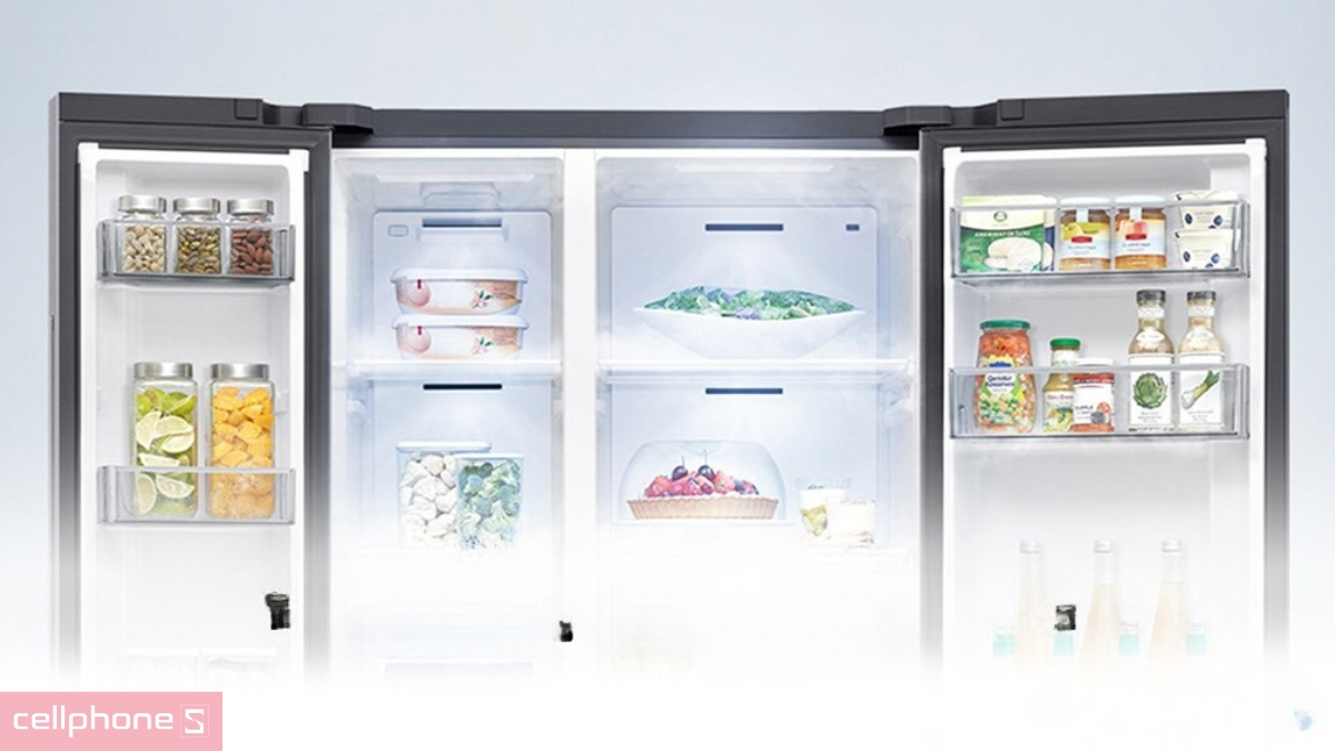 Công nghệ làm lạnh trên tủ lạnh Samsung Inverter 615 lít Side By Side AI Home (RS90F65D2FSV)