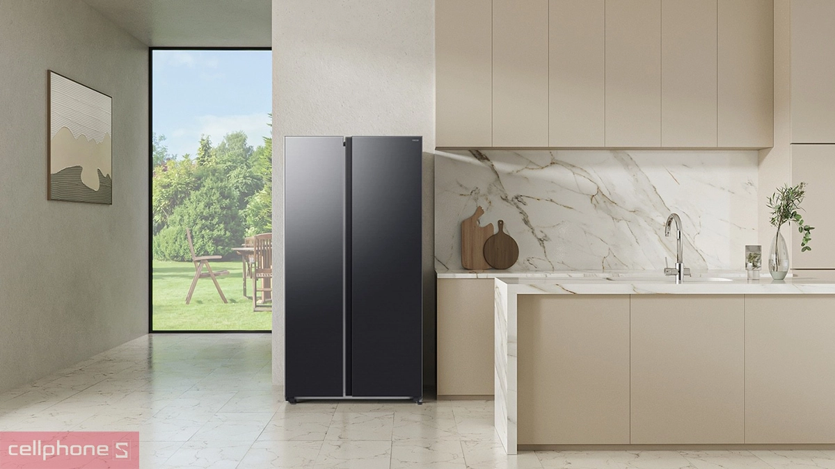 Thiết kế tủ lạnh Samsung Inverter 655 lít Side by side RS70F65Q3FSV