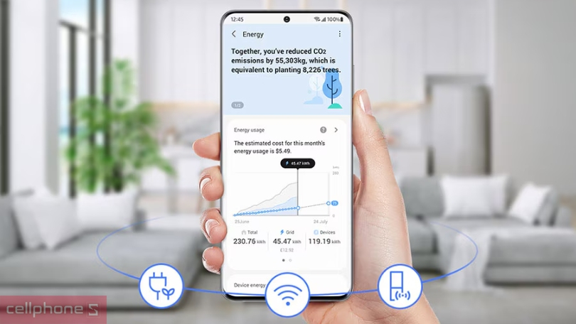 Khả năng kết nối Wifi và điều khiển qua app của tủ lạnh Samsung Inverter Bespoke RT39CB6784C3SV 382 lít