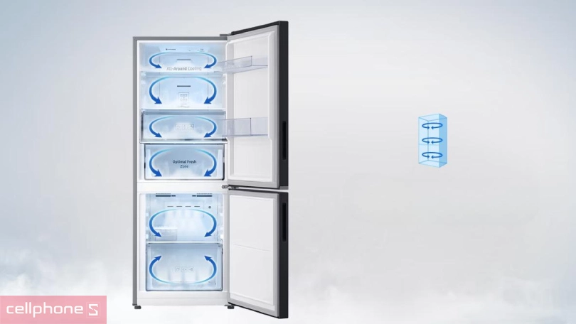 Bộ lọc khử mùi và công nghệ làm lạnh vòm của tủ lạnh Samsung Inverter RB27N4010BU/SV 280 lít