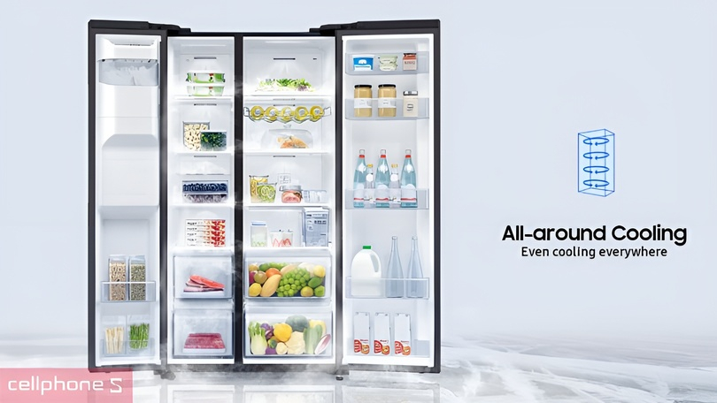 Công nghệ làm lạnh hiện đại của tủ lạnh Samsung Inverter Side By Side RS64R5301B4/SV 635 lít