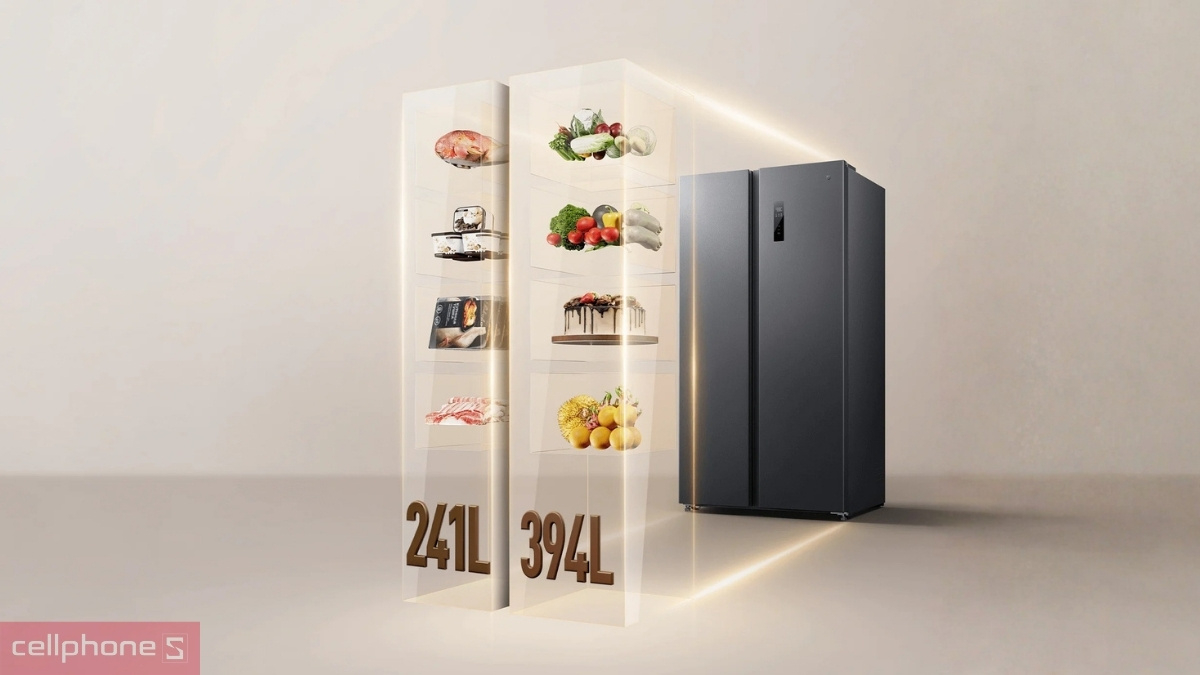 Dung tích 635L rộng rãi của Tủ lạnh Mijia Side-by-Side 635L 2026