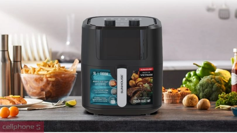 Chất liệu nồi chiên Sunhouse 6l chống dính an toàn