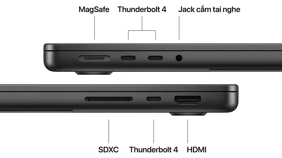 cổng Thunderbolt 4 trên máy Macbook chip M5