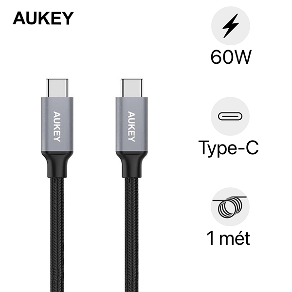 Cáp Aukey USB-C To USB-C 2.0 1 mét CB-CD5