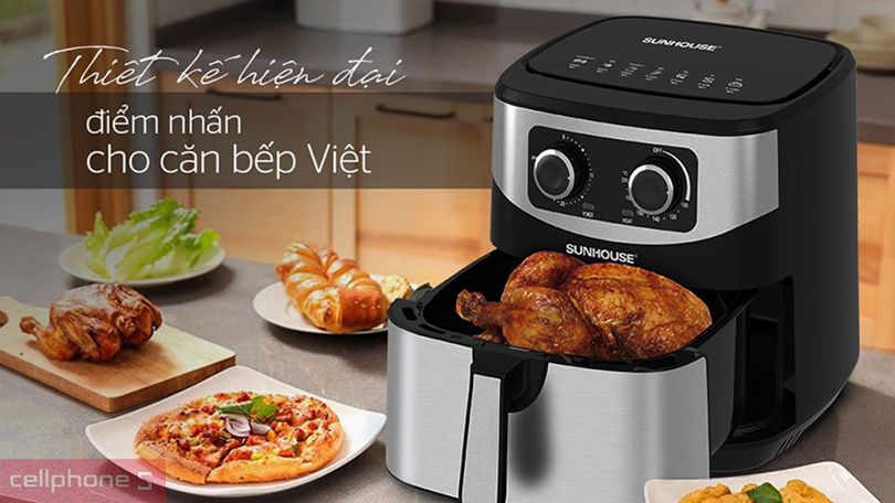 Nồi chiên không dầu Sunhouse SHD4035 9L - An toàn sức khỏe, nấu chín đều 