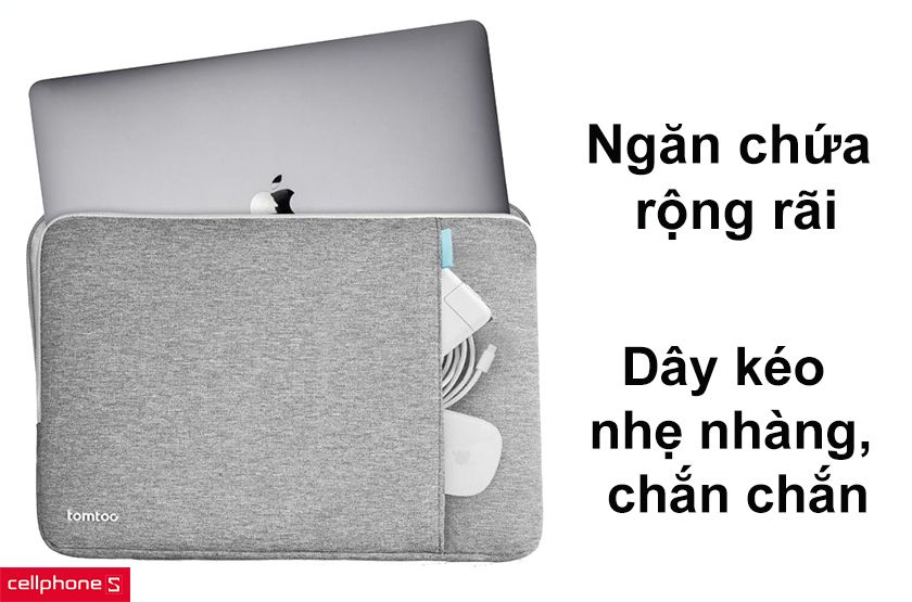 Ngăn chứa rộng rãi cùng với dây kéo nhẹ nhàng, chắn chắn