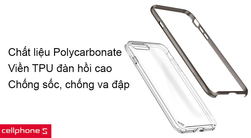 Chất liệu Polycarbonate và TPU dẻo, đàn hồi, chịu lực tốt, bảo vệ smartphone hiệu quả