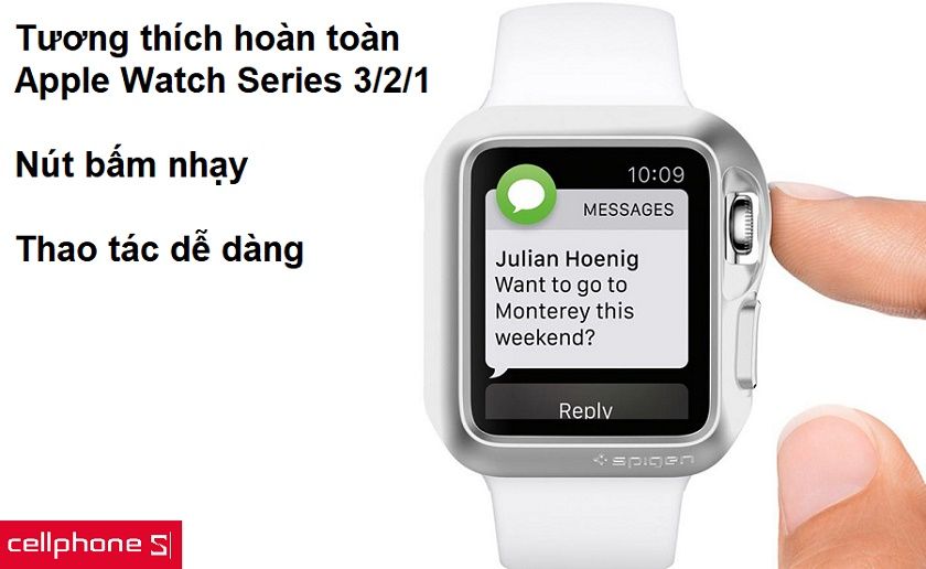 Tương thích hoàn toàn Apple Watch 3/2/1 cùng khả năng sử dụng dễ dàng như không dùng ốp