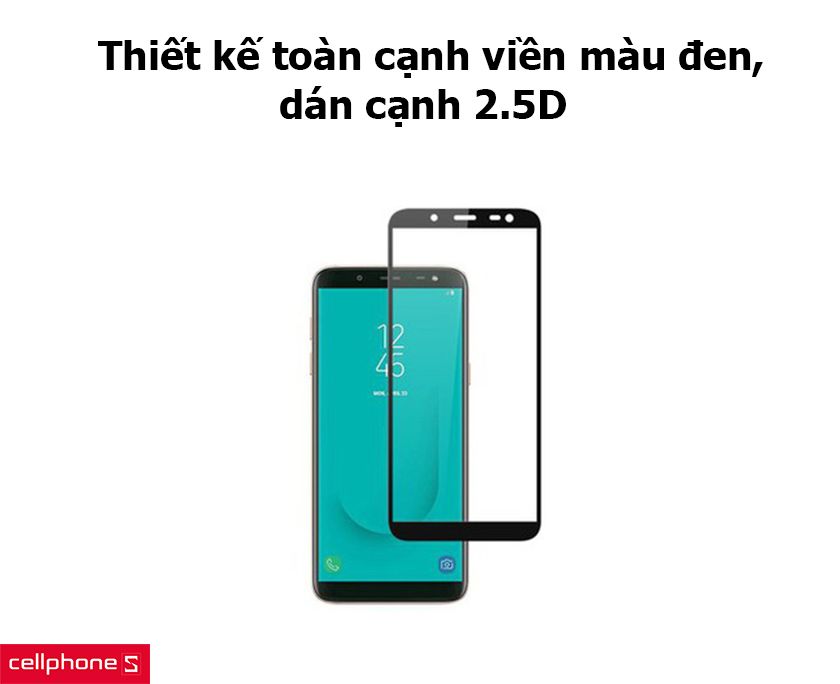 Thiết kế toàn cạnh viền màn hình màu đen, dán 2.5D