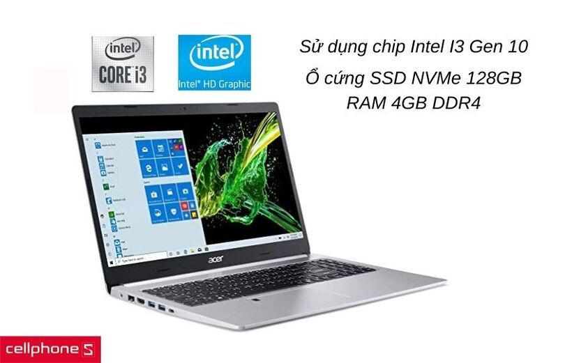 Cấu hình cao với chip Intel Core I3 gen 10 và Window 10