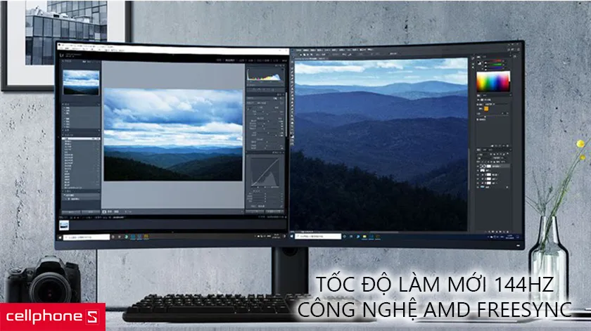 Tốc độ làm mới cao 144Hz, trang bị công nghệ AMD Freesync