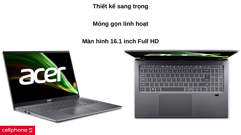 Laptop Acer Swift X SFX16-51G-516Q NX.AYKSV.002 – Giải trí mạnh mẽ, quyến rũ sang trọng
