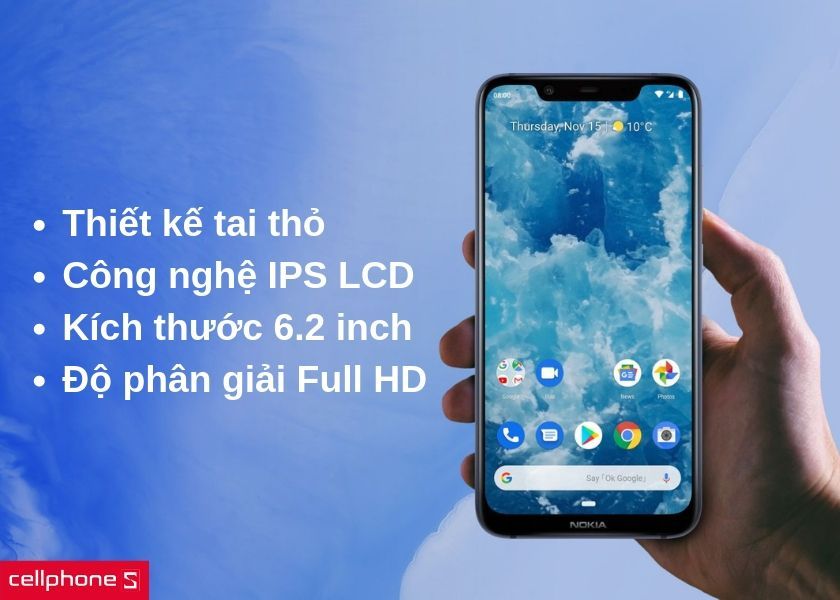 Màn hình tai thỏ IPS LCD 6.2 inch độ phân giải Full HD