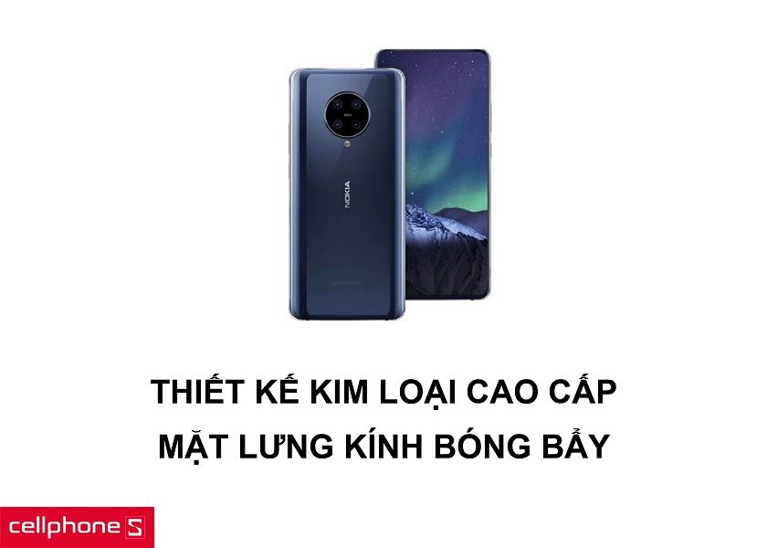 Thiết kế khung viền kim loại cứng cáp cùng mặt lưng kính bóng bẩy, cao cấp