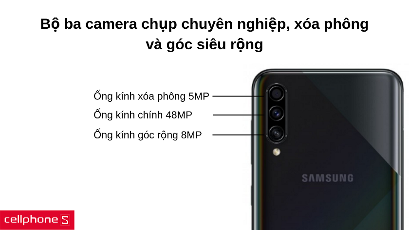 Chụp ảnh sắc nét với bộ ba camera sau 48MP, selfie tuyệt đẹp với camera trước 32MP