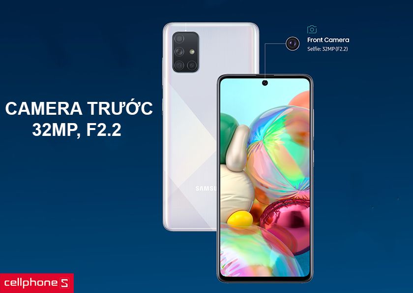Camera trước của Samsung Galaxy A71 có độ phân giải khủng 32MP