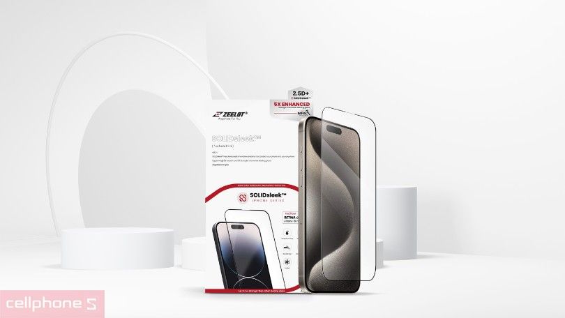 Dán cường lực iPhone 15 Pro Zeelot Solidleek Privacy chống nhìn trộm