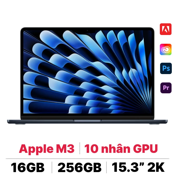 MacBook Air M3 15 inch 2024 8CPU 10GPU 16GB 256GB Sạc 35W | Chính hãng Apple Việt Nam