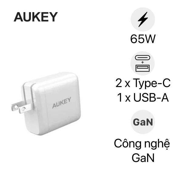 Củ sạc Aukey PD 3 cổng 65W PA-D9 