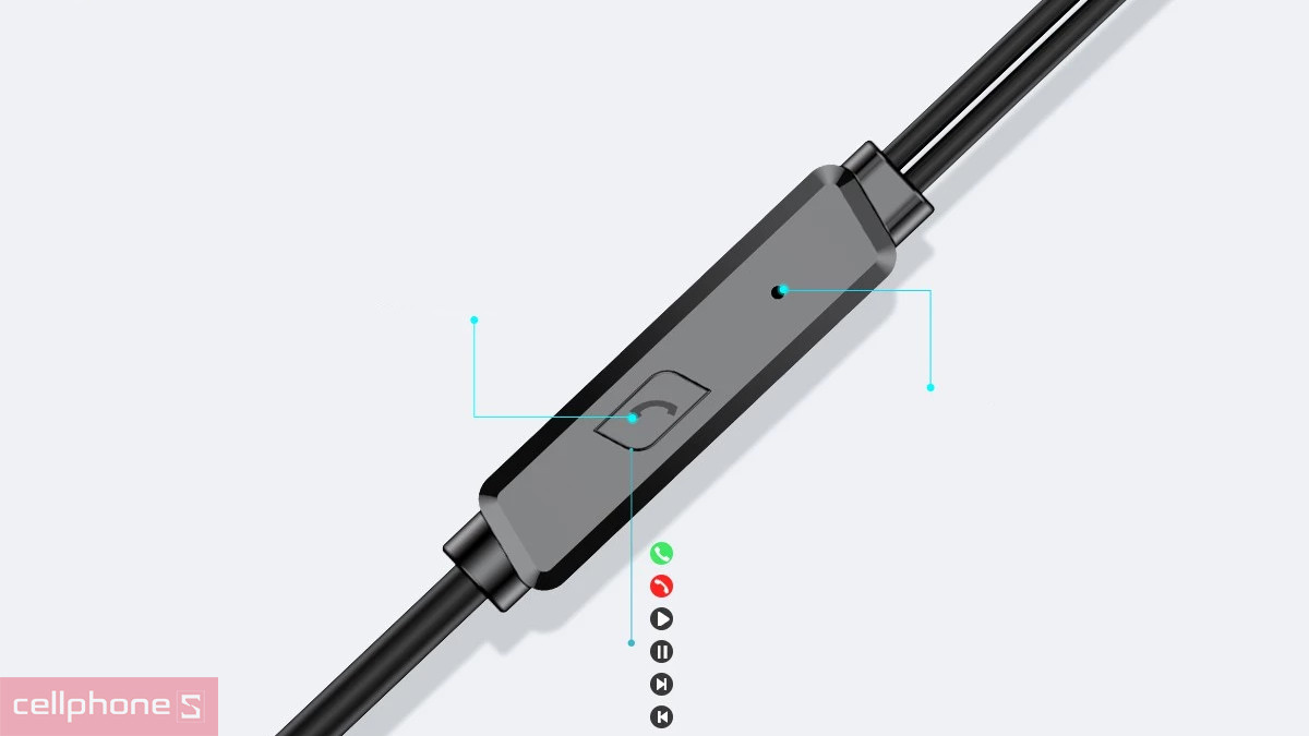 Tai nghe nhét tai ROBOT RE20 được trang bị micro tích hợp trực tiếp trên dây