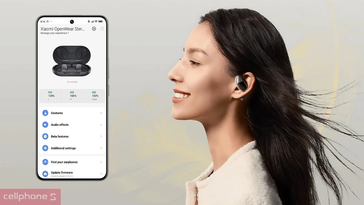 Khả năng kết nối, điều khiển qua app của tai nghe thể thao Xiaomi Openwear Stereo Pro