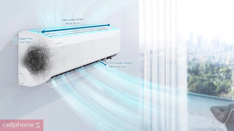 Công nghệ làm mát hiện đại của máy lạnh Samsung Inverter AR10CYFAAWKNSV Wind-Free 1 HP