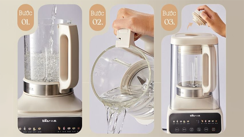 sử dụng chế độ tự động vệ sinh trên máy làm sữa hạt Bear PBJ-D08T1