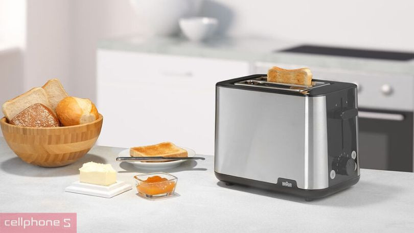 Thiết kế, chất liệu của máy nướng bánh mì Braun HT1510BK