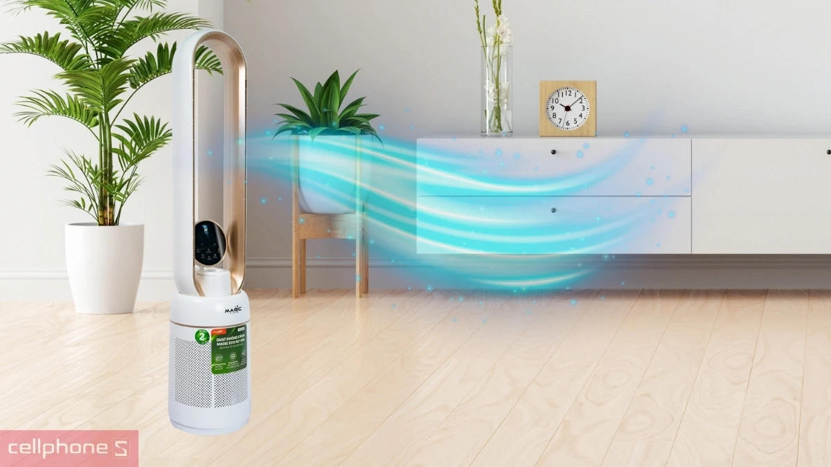 Độ ồn vận hành, khả năng tiết kiệm điện của quạt không cánh lọc không khí Magic Eco AC-306