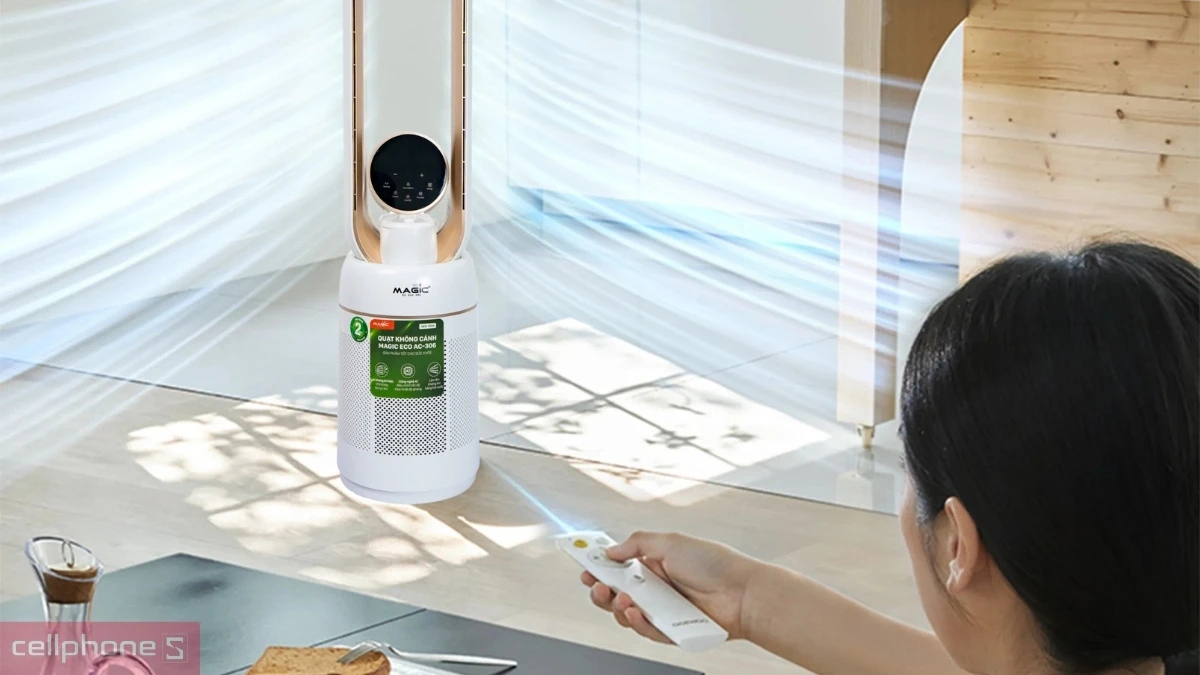 Khả năng điều khiển dễ dàng, tiện lợi của quạt không cánh lọc không khí Magic Eco AC-306