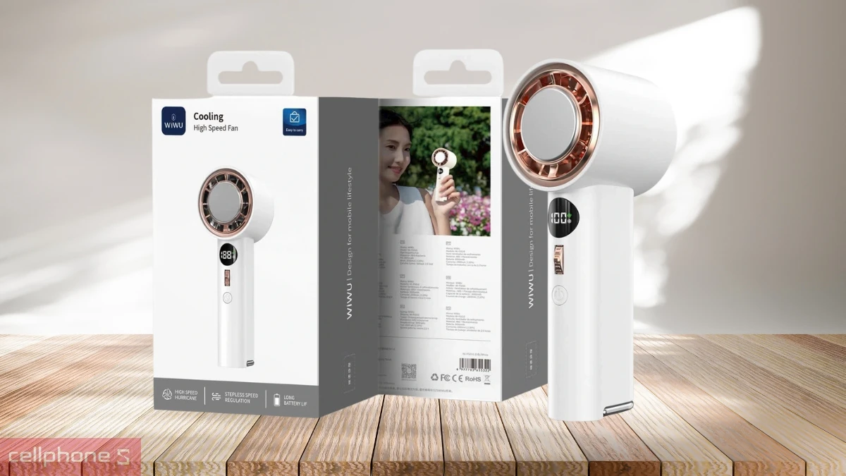 Thiết kế quạt mini cầm tay Wiwu Cooling High Speed Fan FS-016