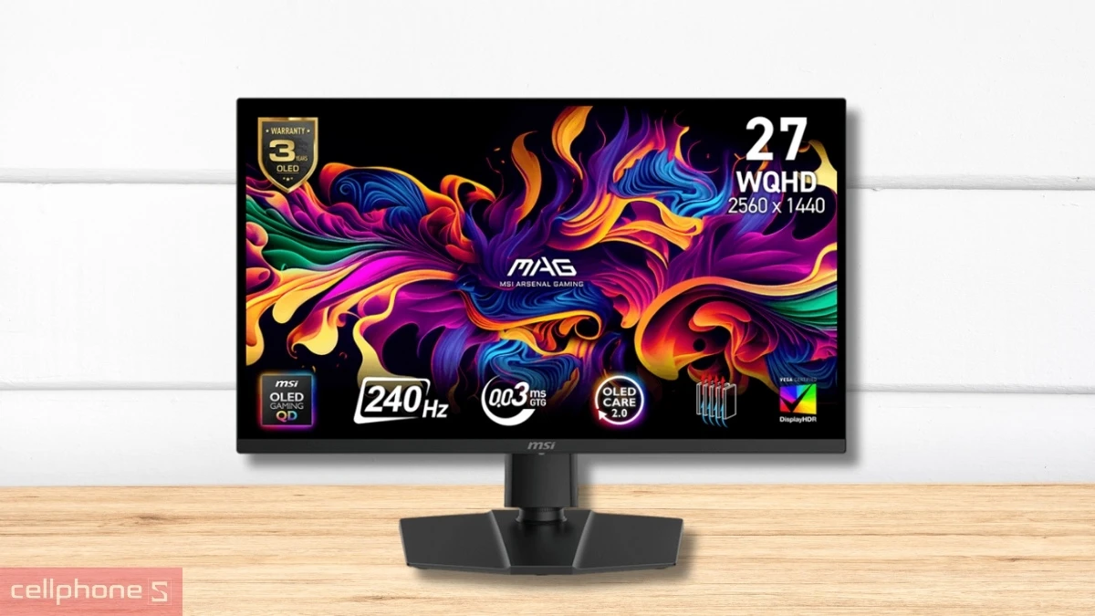 Màn hình Gaming MSI MAG 273QP QD-OLED X24 27 inch sở hữu độ phân giải WQHD (2560x1440) 