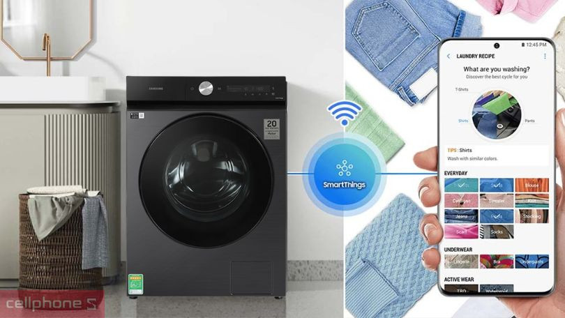 Hướng dẫn kết nối máy giặt Samsung Inverter 12Kg WW12CB944DGBSV với điện thoại