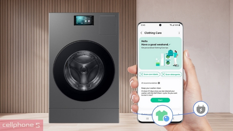 Hướng dẫn kết nối máy giặt sấy Samsung bơm nhiệt 15kg WD25DB8995BZSV với điện thoại